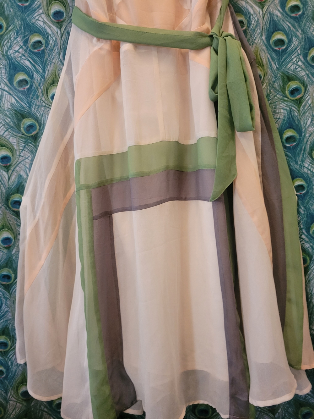 ModCloth Blush Pink and Sage Striped Midi Dress - Picture 4 of 5